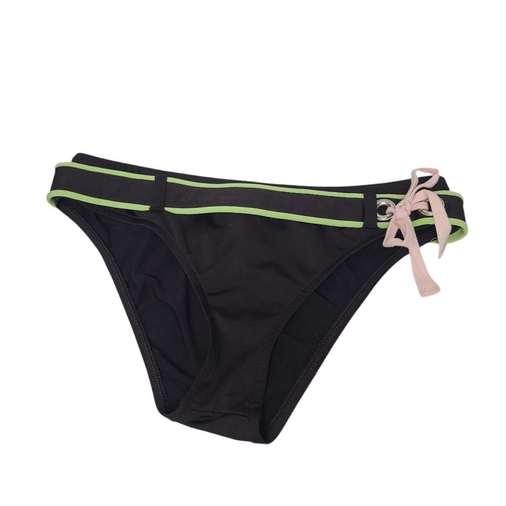 Lucky Brand Dark Brown Green Pink Bikini Bottom L